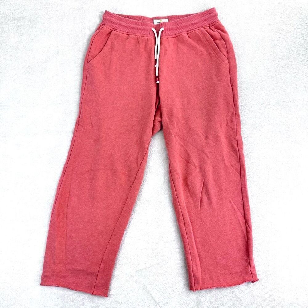 Marine Layer Pants Women’s S‎ Pink Sweatpants Lounge Drawstring Raw Hem